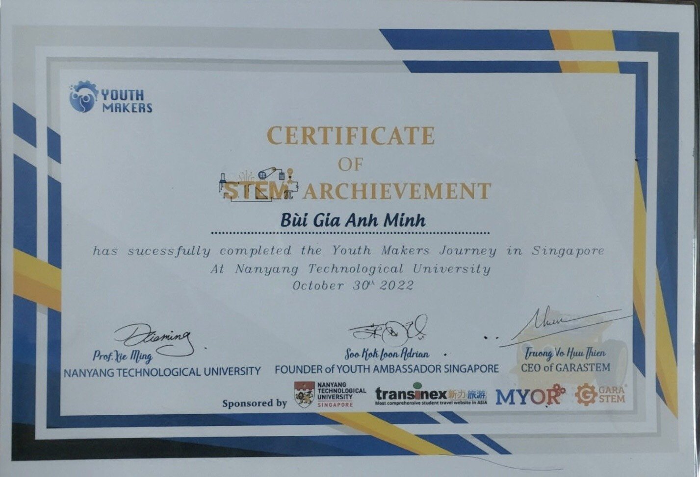 Hình ảnh certificate của Anh Minh